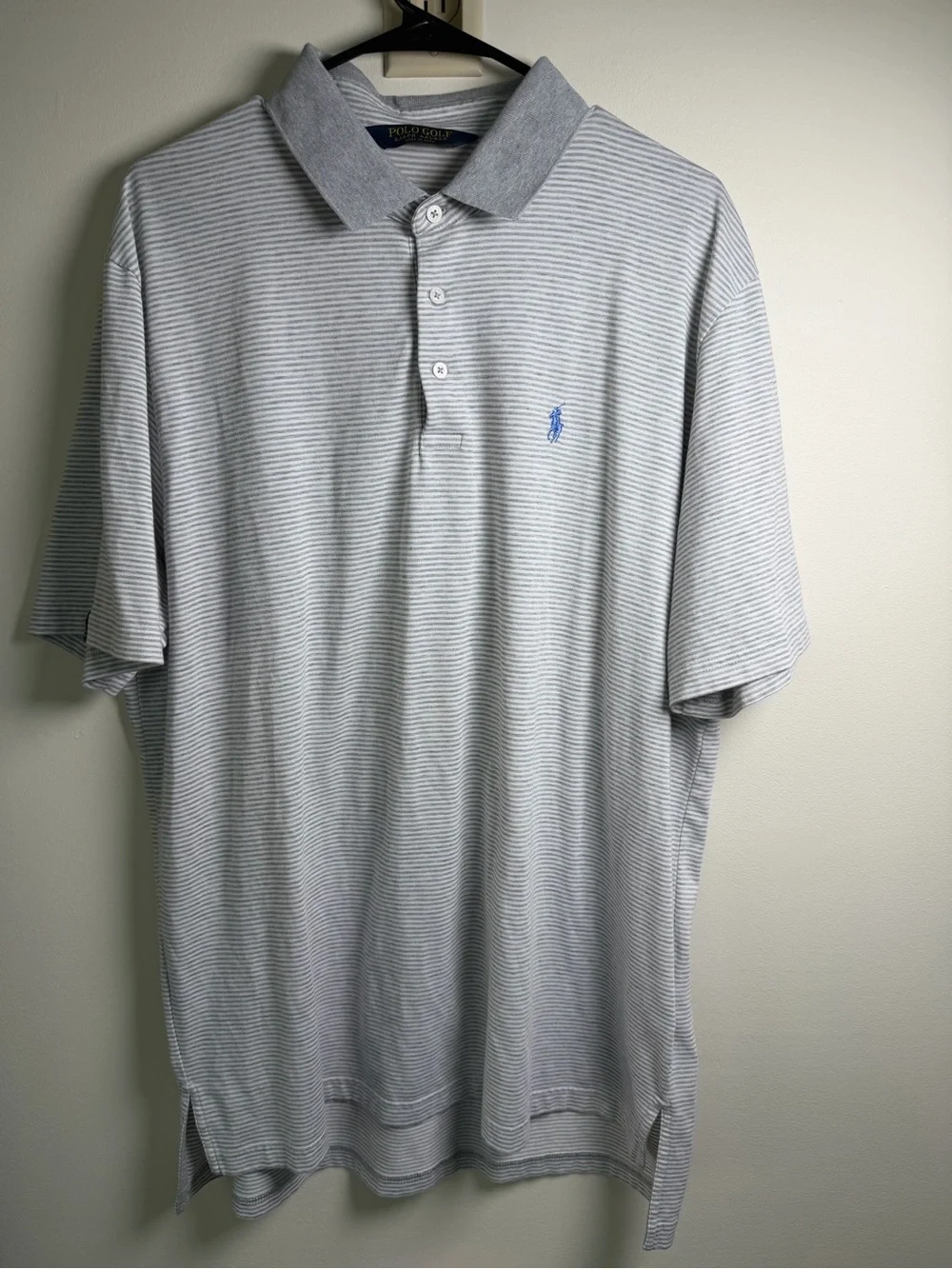 Men’s Polo Golf Ralph Lauren Golf Shirt Gray And White Striped XL